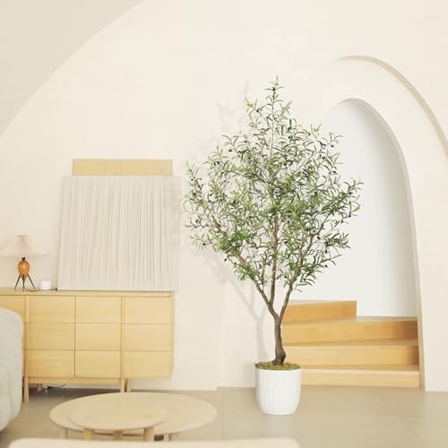 LYERSE Faux Olive Tree 7ft with Thick Lifelike Branches, Realistic Leaves - Image 5