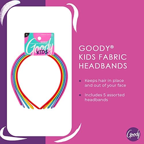 Goody Kids Ouchless Classic Headband , Assorted Colors - For All Hair Types - Beautiful Design for Instant Style - Pain-Free Hair Accessories for Boys, and Girls, 5 Count (Pack of 1) - Image 4
