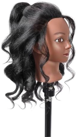 SOPHIRE 14" 100% Real Hair Mannequin Head with stand, Hairdresser Cosmetology Mannequin Manikin Training Practice Doll Head for Braiding Hairstyling - Black - Image 5