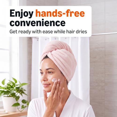Amazon Basics Quick Dry Microfiber Hair Towel Wrap, Hair Drying Towel, Grey/Pink, 2-Pack - Image 3