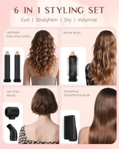 RUCHA 6 in 1 Hair Dryer Styler, Hot Air Brush Blow Dryer & Air Curler Set - Image 3