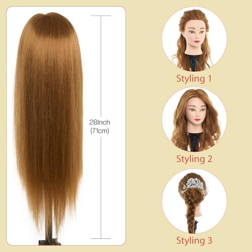Mannequin Head with 80% Human Hair 26-28" Doll Head for Hairdresser #27 - Image 5