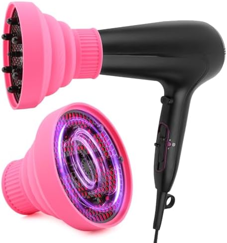 Silicone Hair Dryer Diffuser Foldable Fit Diameter D 1.38-1.97inch - Pink by Unknown