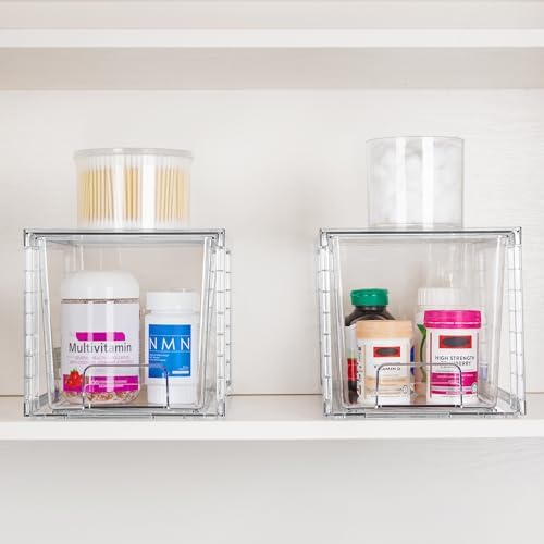 Vtopmart 2 Pack Large Stackable Storage Drawers, Clear - Image 6
