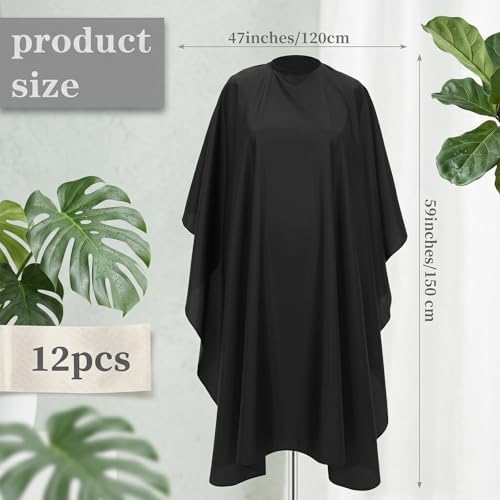 12 Pcs Barber Cape with Adjustable Snap Closure Waterproof, 59 x 47 Inch - Image 2