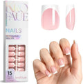 Krofaue French Tip Nails - Press On Nails Short Square Glossy by krofaue