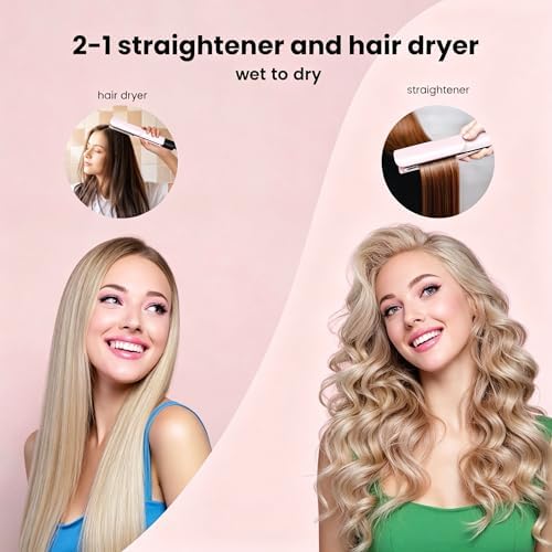 Slopehill 2-in-1 Hair Straightener and Blow Dryer（Pink） - Image 2
