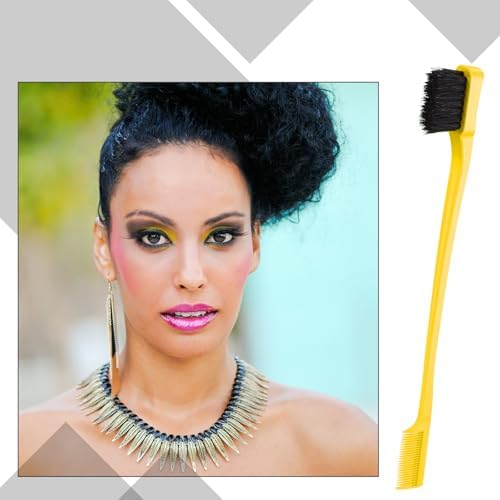 Geiserailie 3 Pcs Slick Back Hair Brush Set Bristle Brush, Yellow,Pink,Cyan - Image 6