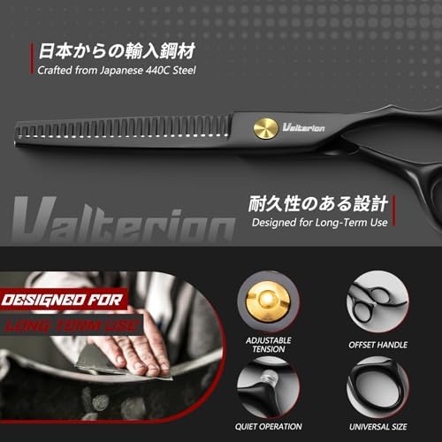 Hair Cutting Scissors Set,6.5" Hair Cutting Shears-Black - Image 2