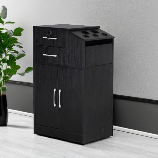 BarberPub Locking Barber Station with Storage Cabinet 2005 (Black) - Image 6
