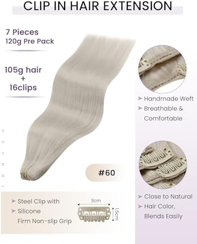 LaaVoo Human Hair Clip In Extensions, For Quick Volume, 14 Inch - Image 2