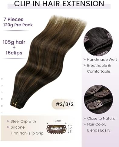 LaaVoo Clip in Hair Extensions Real Human Hair,Quick and Easy Installation - Image 2