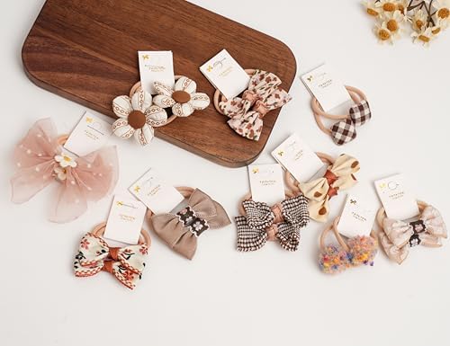 10 pairs Hair Ties With Bows 1.2 Inch Small, Ponytail Holders Pigtails Elastic Bands Hair Accessories For [Toddler] Kids [Baby] [Girl]s (Set-E) - Image 6