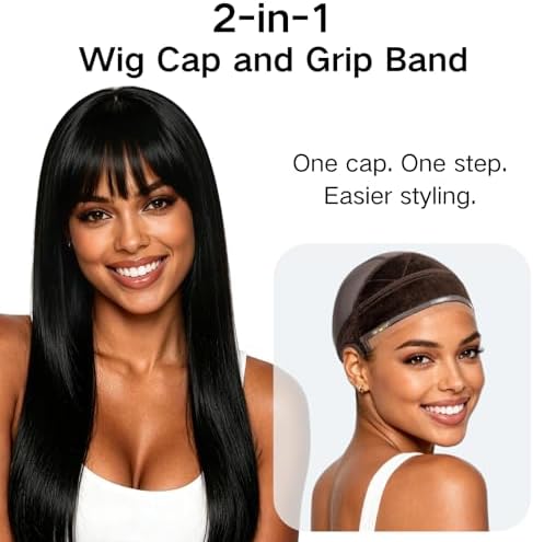 IsshinBeauty Wide Wig Grip Cap for Glueless Wigs: Ear Cutouts 2-in-1 Non Slip Wig Cap - Adjustable Breathable Cap for Secure and Comfortable Lace Front HD Wigs and Daily Glueless Styling (Brown) - Image 5