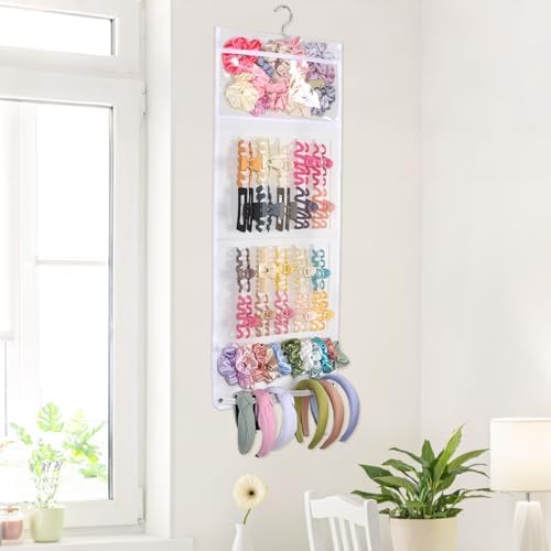 SNOWSTAR Hair Claw Clip Organizer, Large Transparent Bag for Scrunchies Holder and Hair Ties Organizer with Women Girls, Hair Accessorie Hanging Storage Home Decor Wall, Door - Image 5