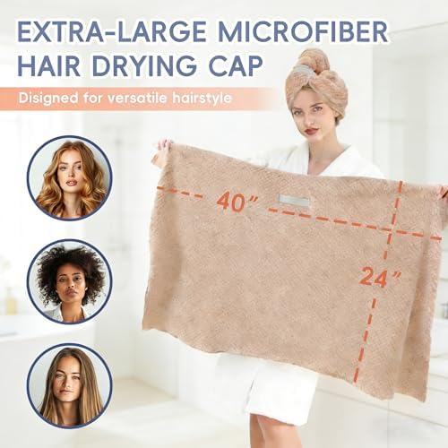 Large Microfiber Hair Towel for Women, Super Soft Absorbent Quick - Image 3