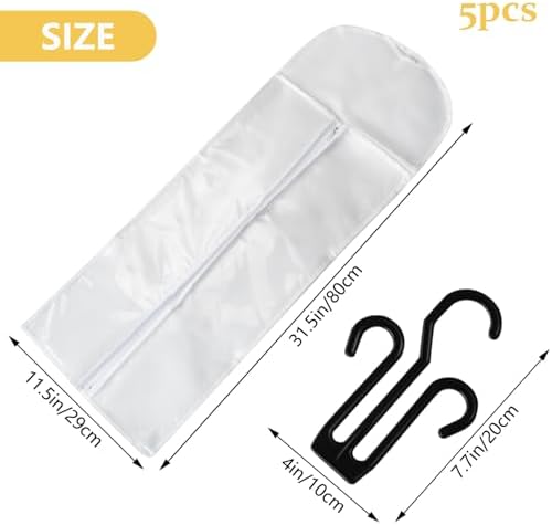 5Pcs 31.5in Hair Extension Holder Wig Storage Bag with Hanger, White - Image 2