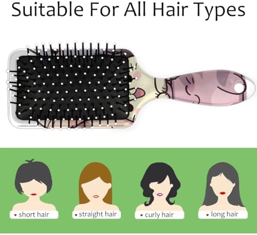 Hair Curler Brush Cartoon Cat Detangling Hair Brush for All Hair Types,Hair Straightener Brush Wet and Dry Hair for Adults and Hair Brush for Women - Image 3