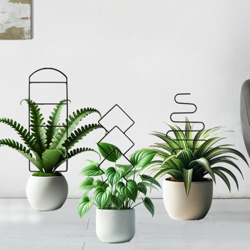 4 Packs 19 in Heighten Trellis for Climbing Plants Indoor, HENABLE Small Garden Metal Trellis for Potted Plants Outdoor for Vine Ivy Flower Plant Support, 4 Different Black Iron Patterns - Image 4