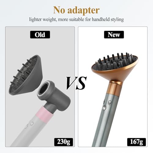 Large Diffuser Attachment Compatible with Dyson Airwrap, Upgraded Bigger Diffuser Nozzle to Dryer Faster and Define Curls Hair, Gold - Image 3