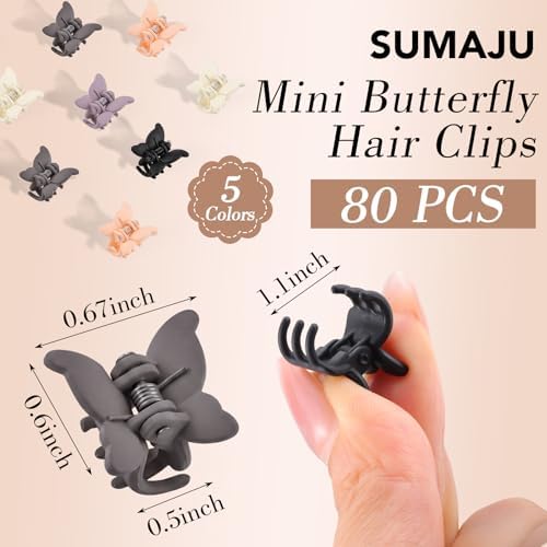 SUMAJU 80Pcs 0.6In Mini Butterfly Hair Claw Clips for Women Girls Barrettes - Image 2