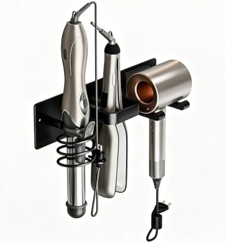 Wall Mount Hair Dryer Holder, No-Drill Hair Styling Tool Organizer by Unknown
