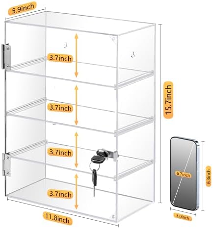 Acrylic Display Case with Lock – Acrylic Storage Chest for Figures, Collectibles, Jewelry, Expensive Items & More – Secure and Organized Storage (3.7" Adjustable) - Image 3