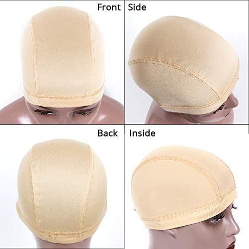 ZQIAN BEAUTY Dome Caps For Wigs 6 Pcs Stretchable Beige Dome Wig Cap Spandex Dome Wig Cap For Women Men Mesh Dome Cap (6 Pcs, Beige, M) - Image 2