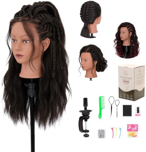 18" Mannequin Head Human Hair for Braiding & Styling with Clamp by Unknown