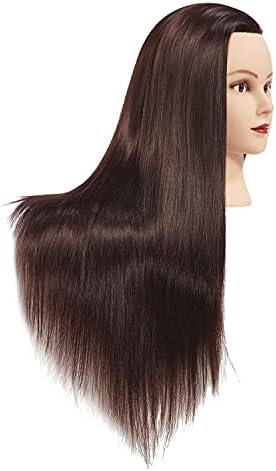 Mannequin Head 26-28" Synthetic Brown Hair for Hairdresser - Image 3