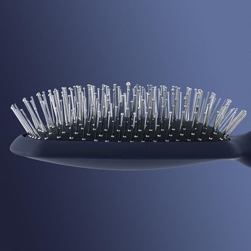 Fromm Intuition Invigorating Detangler Brush, Wet & Dry Detangling Hair Brush with Metal Scalp Massaging Pins, Blue Anti-Static Brush All Hair Types, Flexible Cushion Base for Easy Detangling - Image 4