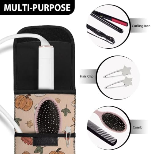 Flashideas Cartoon Thanksgiving Curling Iron Holder Heat Resistant Neoprene Curling Iron Cover Bag with Pocket Curling Iron Organizers and Storage for Hair Straightener, Curling Iron, Flat Iron - Image 7