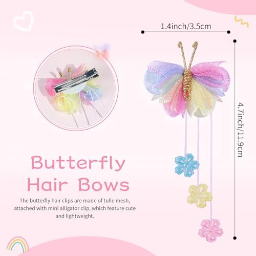 OAOLEER 6PCS Butterfly Hair Bows for Girls, Tulle Bows - Image 3