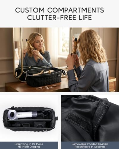 Hair Dryer Travel Carry Case Quilted Cosmetic Organizer Bag Pink - Image 4