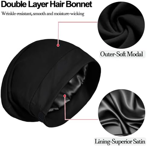 Satin Bonnets for Sleeping Adjustable Silk Lined Bonnet Sleep Cap Hair Wrap - Image 7