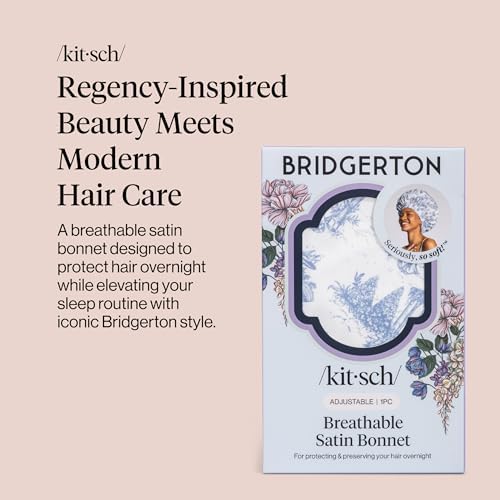Kitsch x Bridgerton Satin Bonnet for Sleeping - Garden Toile - Image 2