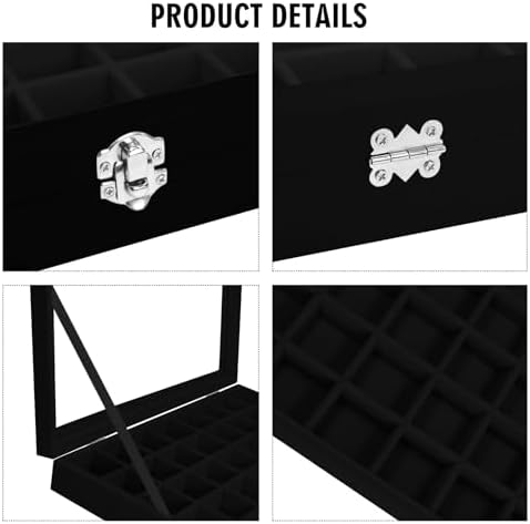 Vicoter 48 Grid Velvet Jewelry Tray Clear Lid Rings Earrings - Image 4
