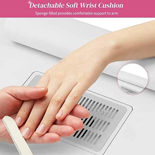 OmySalon Manicure Table Nail Desk for Nail Tech, Nail Table Beauty Salon Station w/Electric Dust Collector Acetone Resistant w/Lockable Wheel,Arm Rest - Image 3