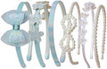 Blue Headbands for Girls Cute Glittery Bow Flower Headband 6 PK by naibirdr