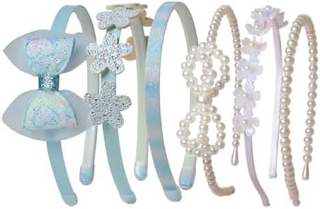 Blue Headbands for Girls Cute Glittery Bow Flower Headband 6 PK by naibirdr