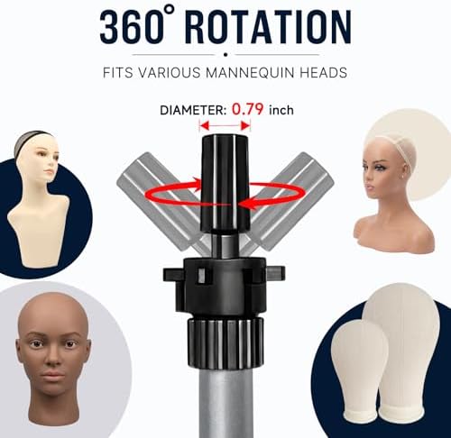 AliLeader 50 Inch Wig Stand Tripod with Tray Adjustable Mannequin Head Stand Wig Head Stand Wig Tripod Stand for Training Heads and Canvas Block Head (Mannequin Head Not Included,Silvery) - Image 5