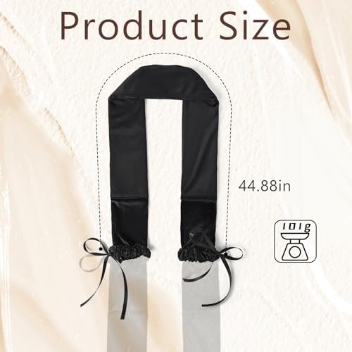 Heatless Hair Curlers Overnight,No Heat Hair Curlers to Sleep in, Soft Rollers Ribbon Wrap for Long Hair, Heatless Curling Scrunchie Overnight Blowout Curlers Sleep Hair Tie for Medium Long (Black) - Image 2