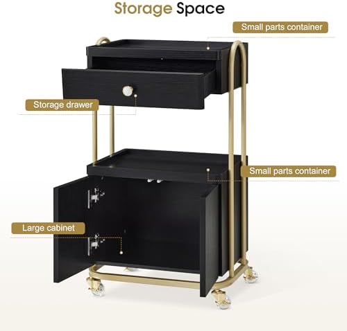 BarberPub Rolling Salon Trolley Cart for Storage,Barber Tool Organizer 2074 - Image 4
