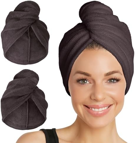 Turbie Twist Microfiber Hair Towel, Solemnity (2 Pack) by TurbieTwist