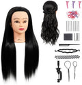 26-28 Inch Synthetic Fiber Mannequin Head for Braiding Styling Cutting Cosmetology Practice Doll with Clamp Stand for Makeup Training (Black) by Unknown