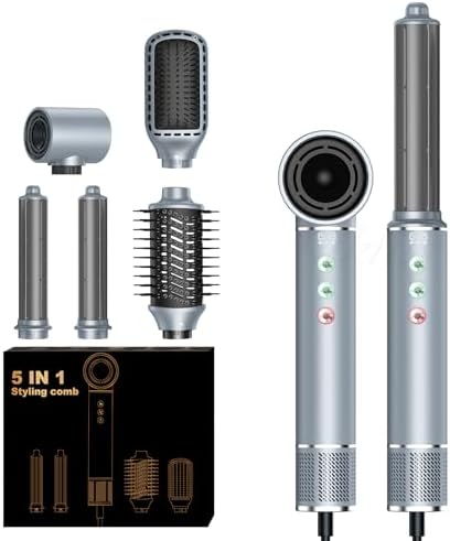 Hair Dryer Brush, 5 in 1 Blow Dryer Brush Set, High Speed Hot Air Styler, Auto Wrap Curlers for Frizz-Free Volume, Smooth Hair&No Heat Damage Hair Styling Tools Gift for Drying Curling Straightening by Bokexing