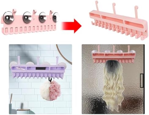 Hair Extension Holder for Styling - Lightweight Hair Extension Silicone Hanger Pink Come with Hooks and Bobby pins for Storage in Bathroom Closet and Powder Room - Image 6