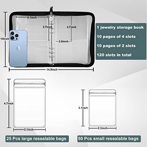 Travel Jewelry Organizer Transparent Jewelry Storage Book Set Black - Image 5