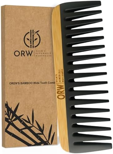 ORW Wide Tooth Comb, Bamboo Detangling Comb for Curly Hair, Wet & Dry Hair by OrensWarehouse