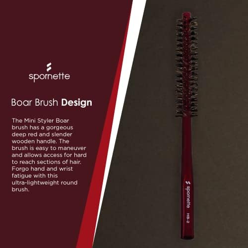Spornette Mini Styler Boar Bristle .75 inch Round Brush (#HB-2) for Blowouts, Volume, Styling, Finishing, Curling & Setting Short, Curly, Wavy, Straight, Thick, Normal or Thin Hair on Men & Women - Image 5